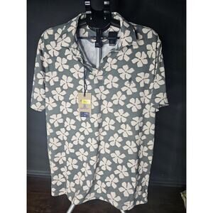 NWT Chubbies XL Hawaiian T Shirt Green Flower Pattern Short Sleeve Polo NEW